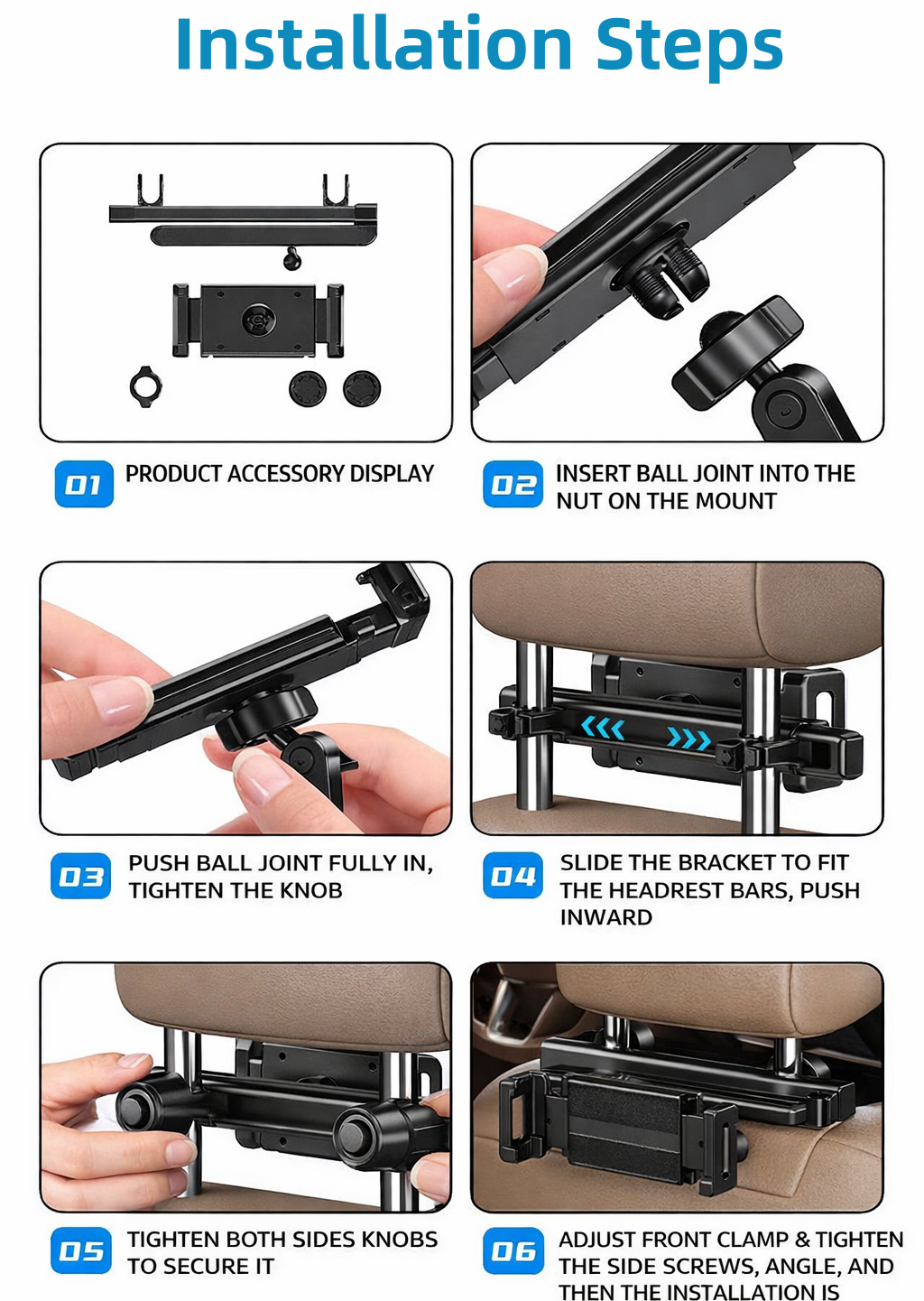 Car Headrest Tablet Holder