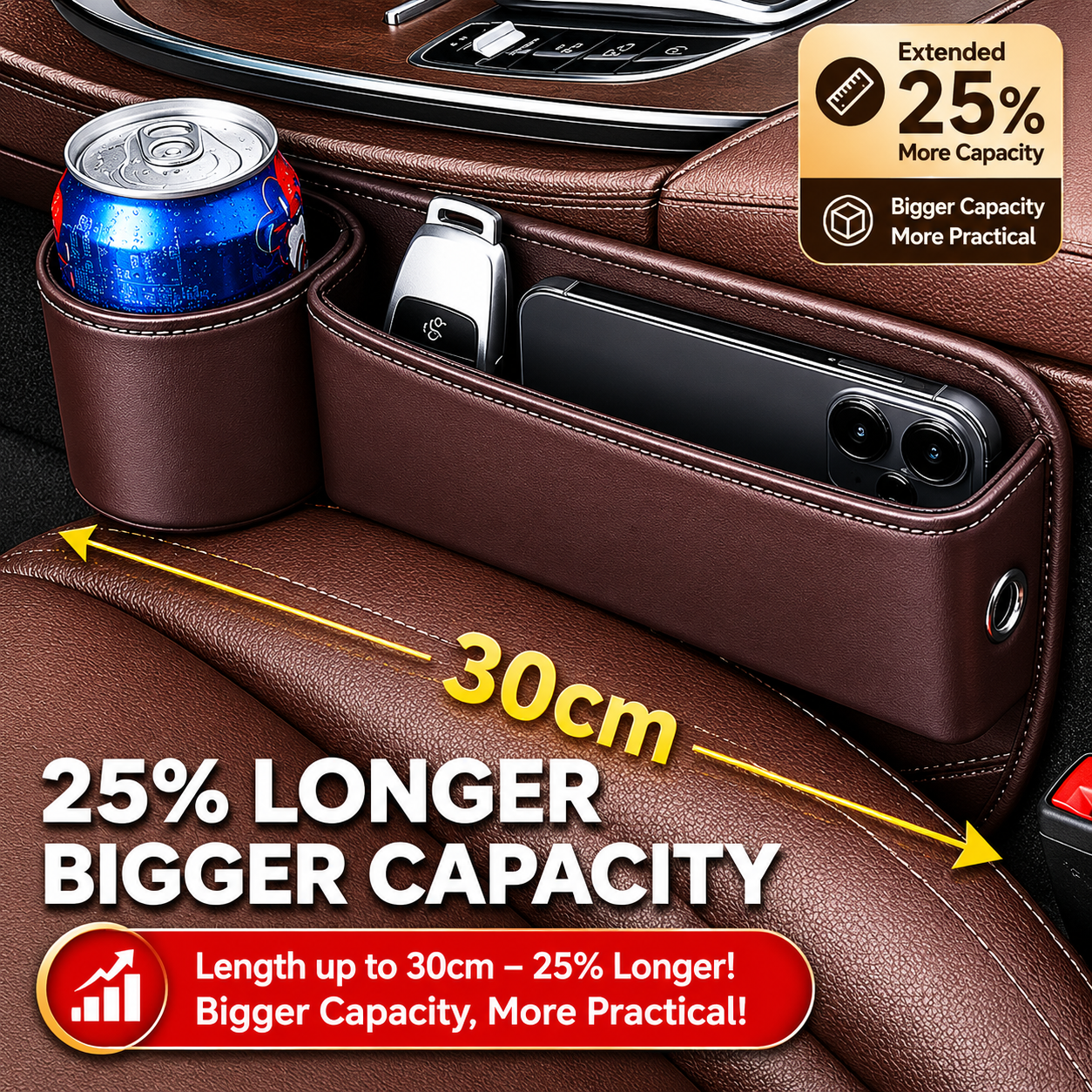Leather Car Seat Gap Organizer Universal