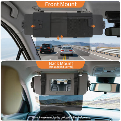 Car Sun Visor Extender with Storage Pockets