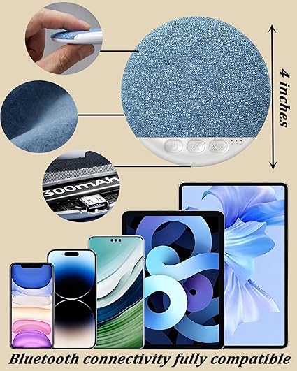 Under Pillow Speakers Bluetooth for Sleeping Bone Conduction Pillows Speaker with White Noise Timer Wireless Sleep Aid with Stereo Bass  Private Mini Portable Wireless Bedside Privacy & Meditation