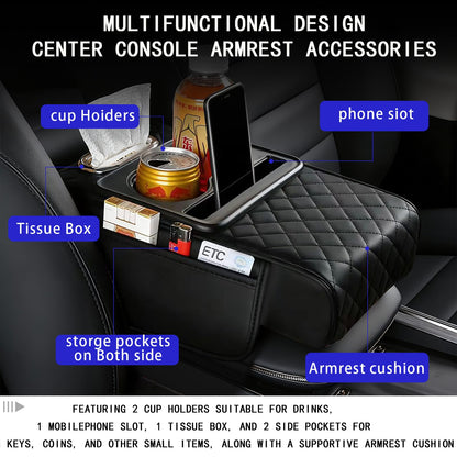 4 in 1 Car Armrest Box with Cushion