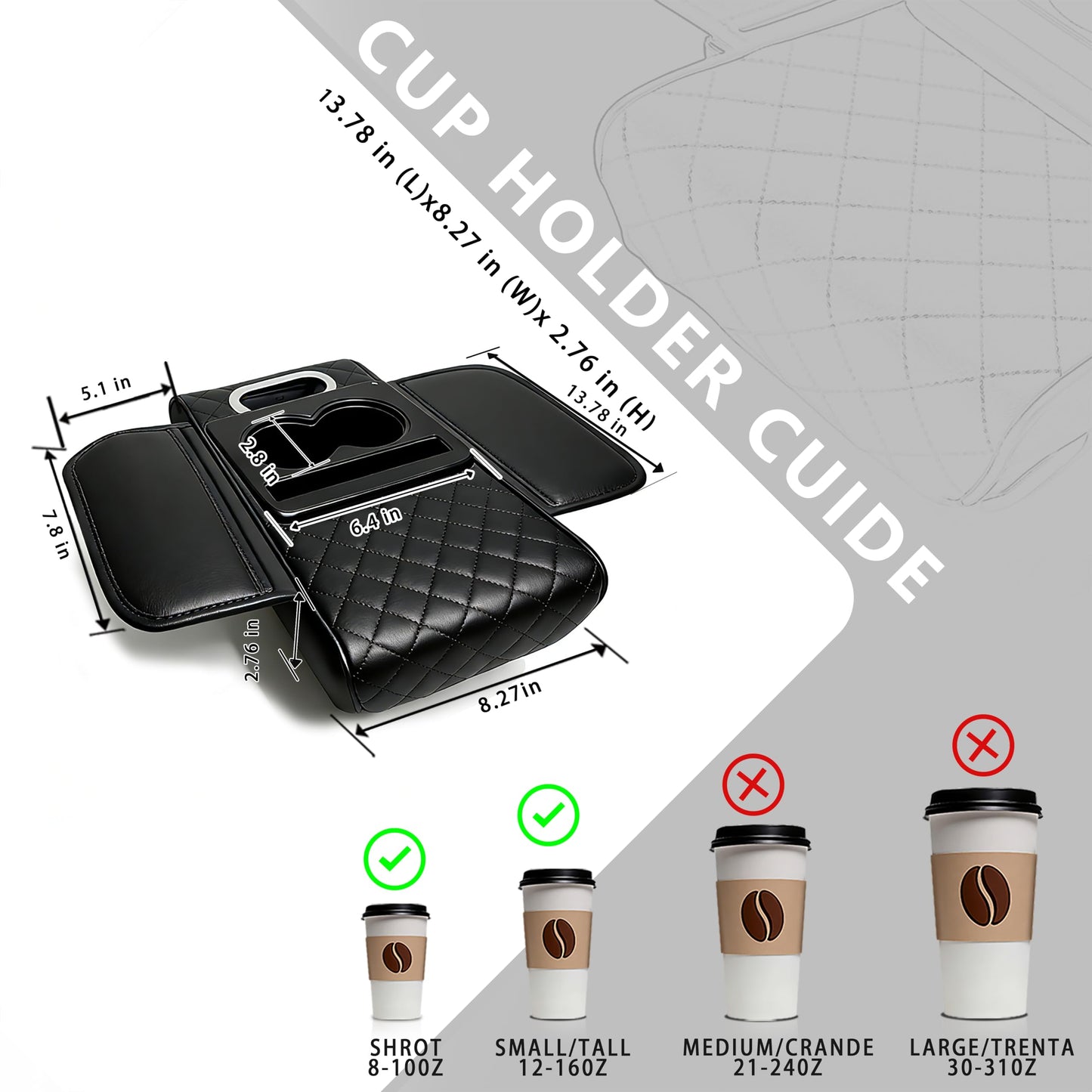 4 in 1 Car Armrest Box with Cushion