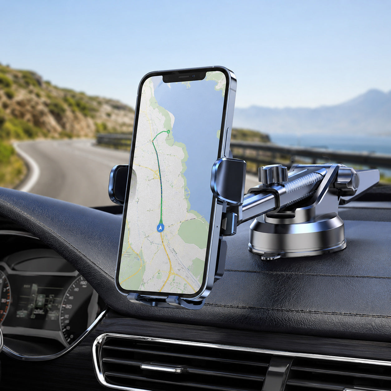 Adjustable Suction Cup Car Phone Mount with Telescopic Arm