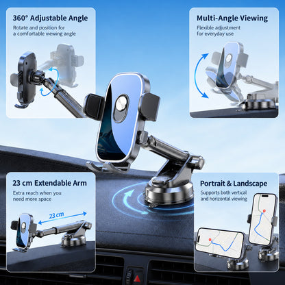 Adjustable Suction Cup Car Phone Mount with Telescopic Arm
