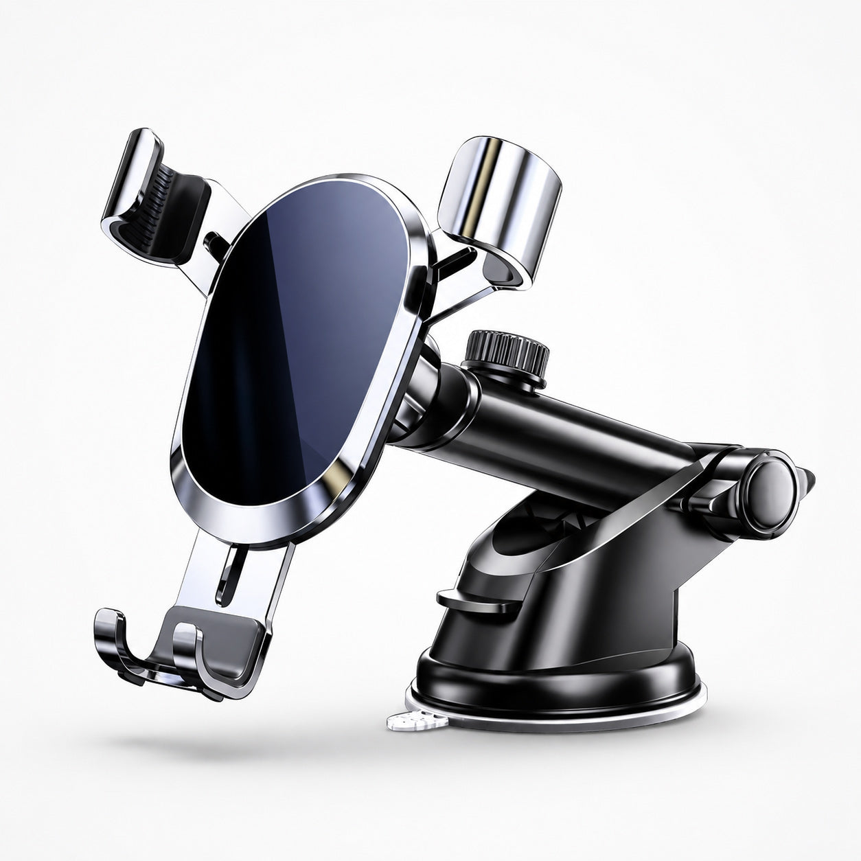 Adjustable Car Phone Holder with Suction Cup Base and Extendable Arm