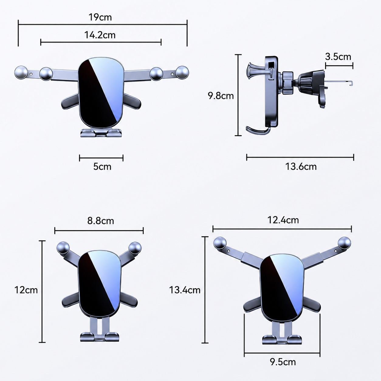 Foldable Mobile Phone Holder for Car Air Vent with Screw-Lock Hook