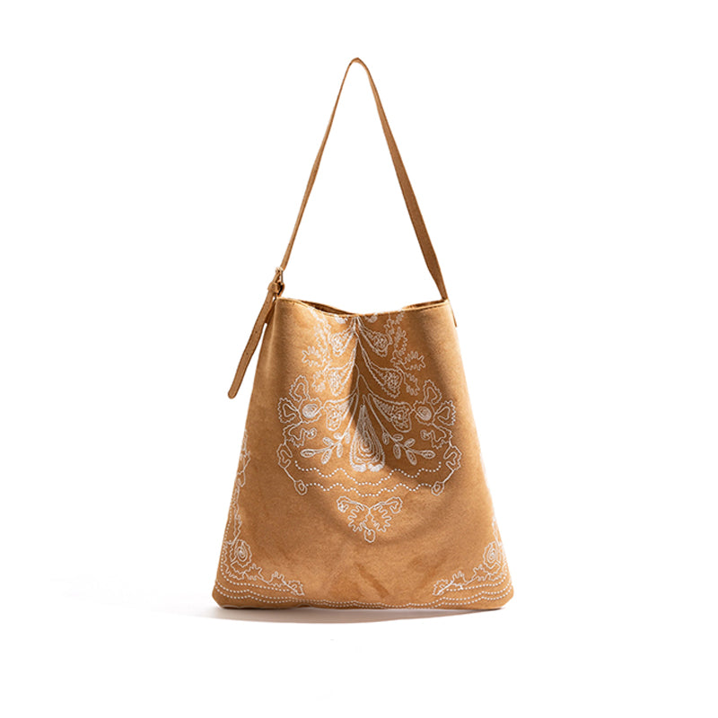 Patterned Suede Tote Bag