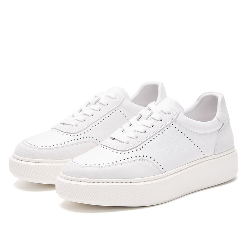 Men’s Leather Platform Trainers with Brogue Detail