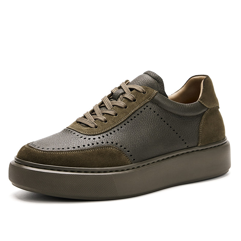 Men’s Leather Platform Trainers with Brogue Detail