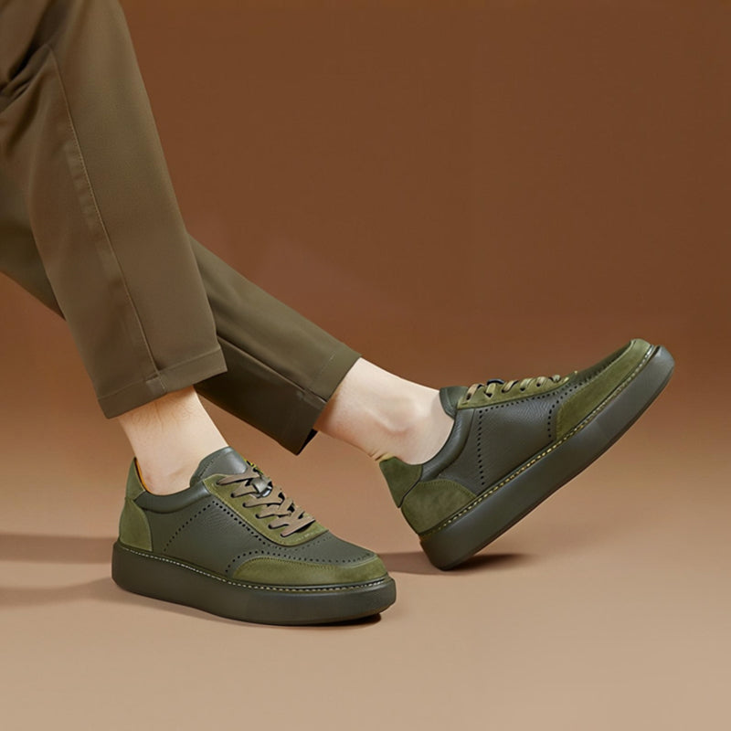 Men’s Leather Platform Trainers with Brogue Detail