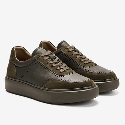Men’s Leather Platform Trainers with Brogue Detail