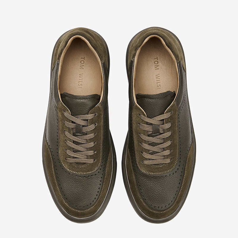 Men’s Leather Platform Trainers with Brogue Detail