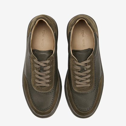 Men’s Leather Platform Trainers with Brogue Detail