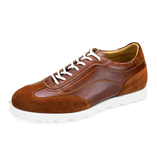 Men’s Retro Leather Trainers with Suede Panels