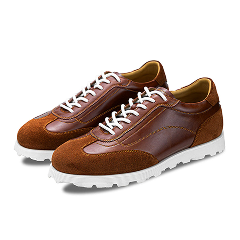 Men’s Retro Leather Trainers with Suede Panels