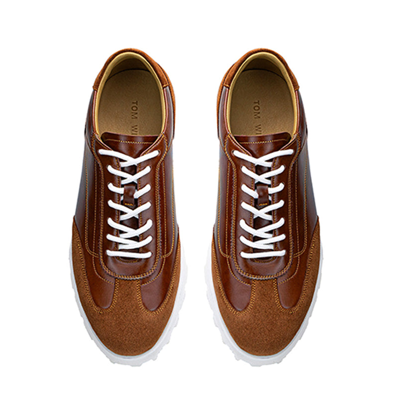 Men’s Retro Leather Trainers with Suede Panels