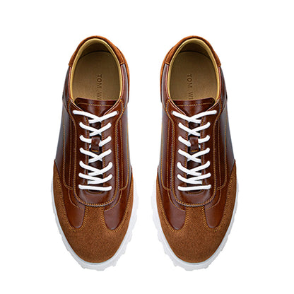 Men’s Retro Leather Trainers with Suede Panels