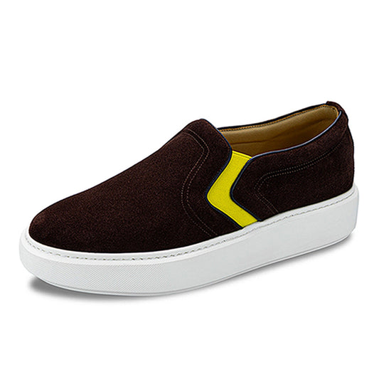 Men’s Suede Slip-On Trainers with Elastic Panels