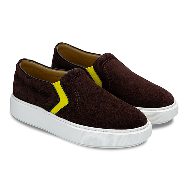 Men’s Suede Slip-On Trainers with Elastic Panels