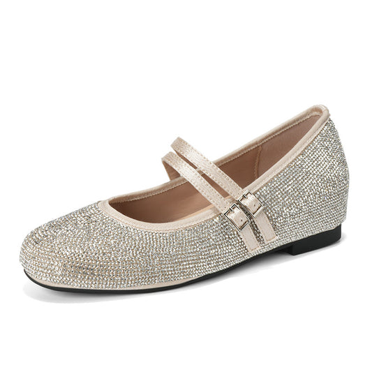 Rhinestone Mary Jane Flat Shoes