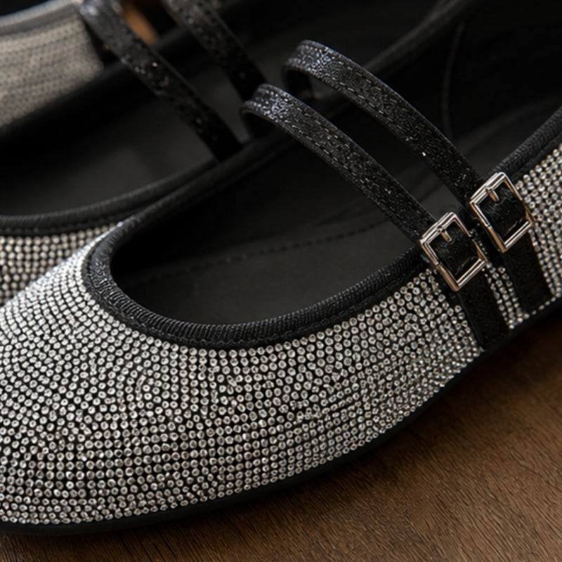 Rhinestone Mary Jane Flat Shoes