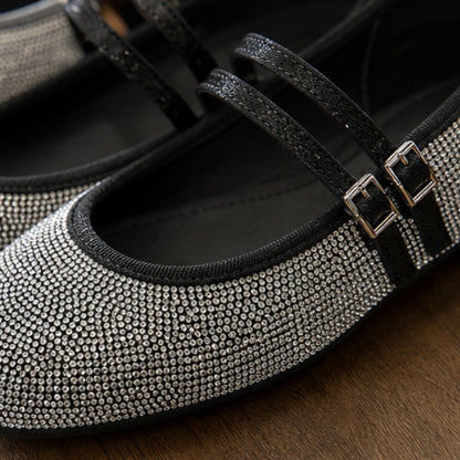 Rhinestone Mary Jane Flat Shoes
