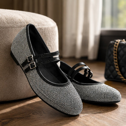 Rhinestone Mary Jane Flat Shoes