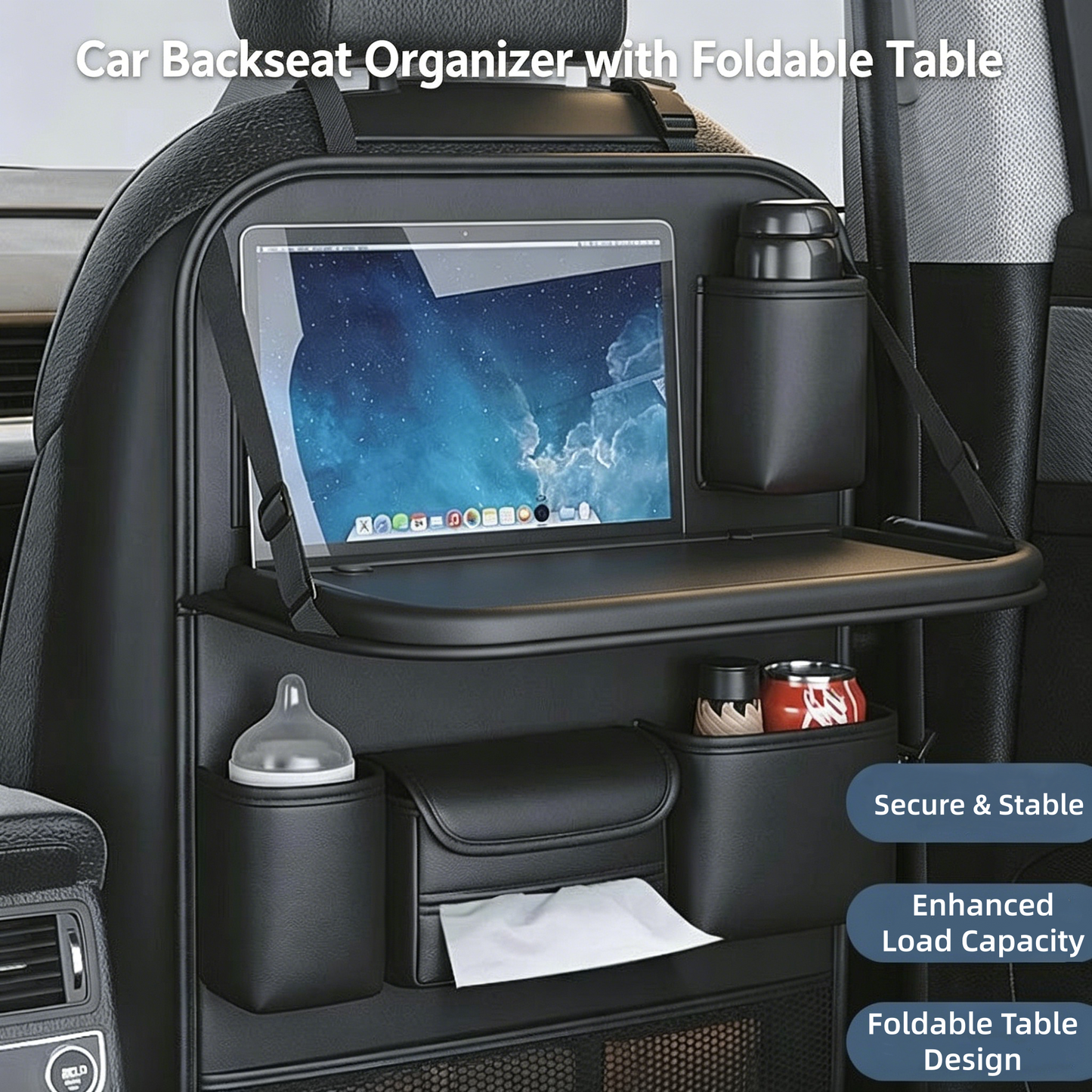 Car Seat Back Storage Bag with Table