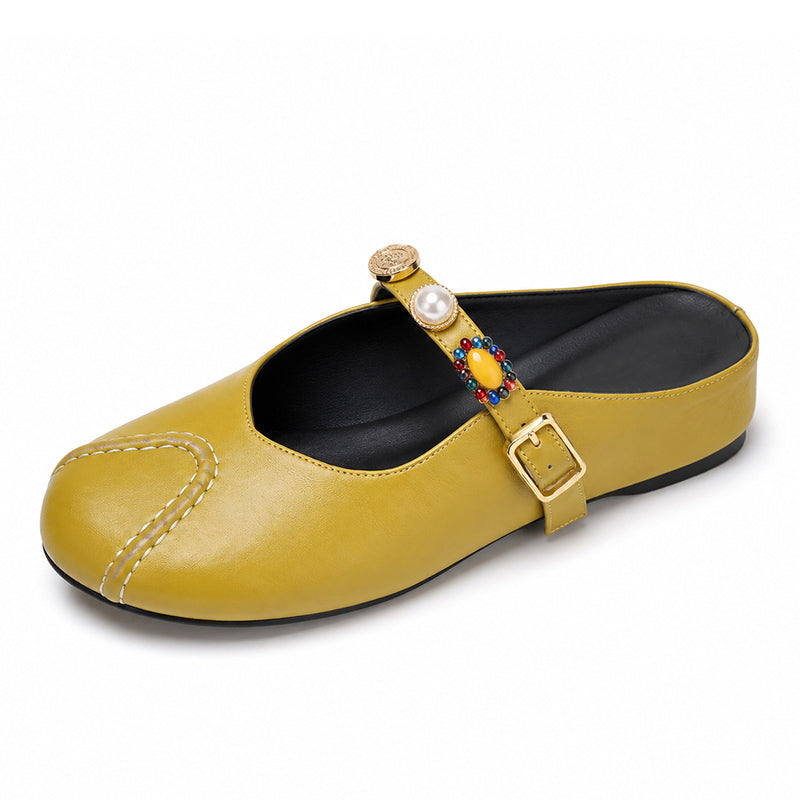 Women’s Leather Mary Jane Shoes with Decorative Strap