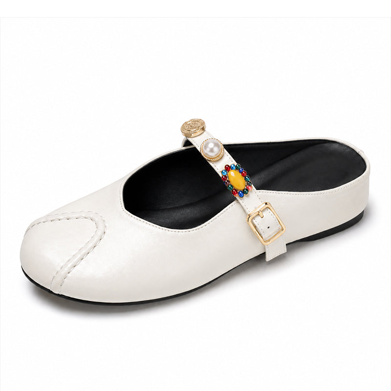 Women’s Leather Mary Jane Shoes with Decorative Strap