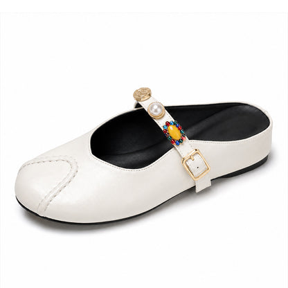 Women’s Leather Mary Jane Shoes with Decorative Strap