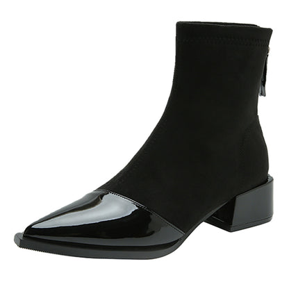 Women’s Sheepskin Ankle Boots with Patent Toe