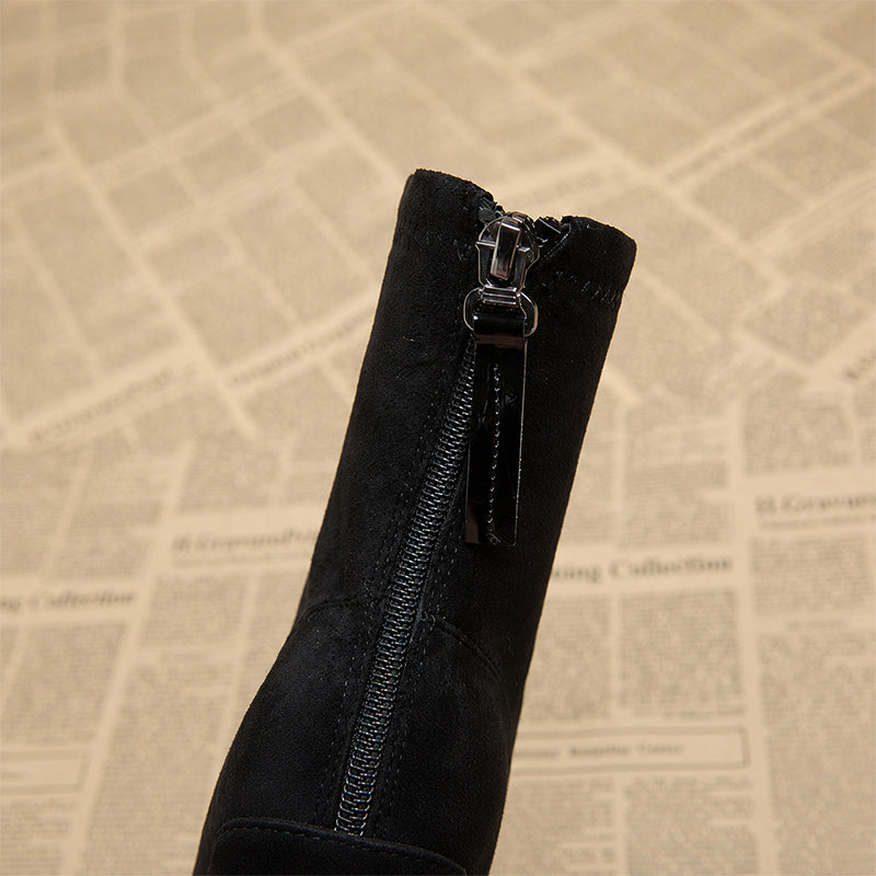 Women’s Sheepskin Ankle Boots with Patent Toe