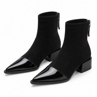 Women’s Sheepskin Ankle Boots with Patent Toe
