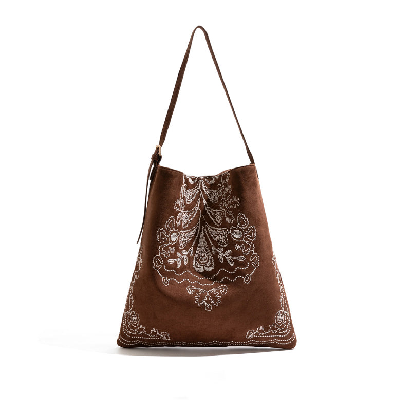 Patterned Suede Tote Bag