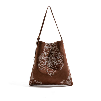 Patterned Suede Tote Bag