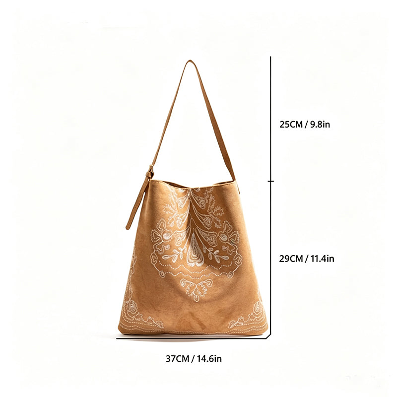 Patterned Suede Tote Bag