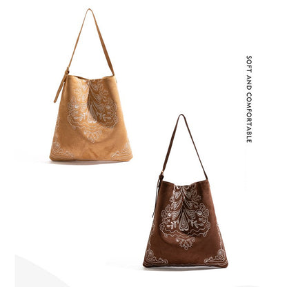 Patterned Suede Tote Bag