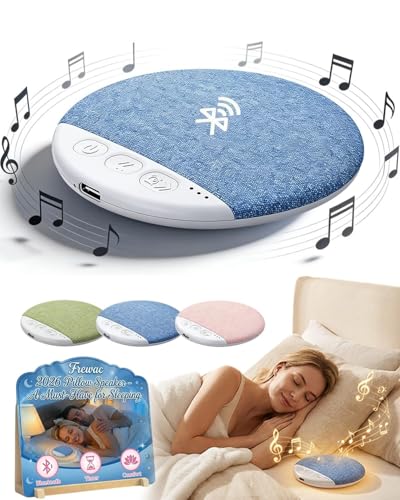 Under Pillow Speakers Bluetooth for Sleeping Bone Conduction Pillows Speaker with White Noise Timer Wireless Sleep Aid with Stereo Bass  Private Mini Portable Wireless Bedside Privacy & Meditation